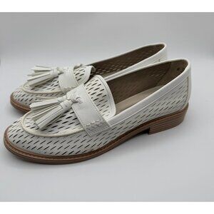 Franco Sarto Carolyn Low Loafers Women Size 8M White Leather Tassel Casual Shoes